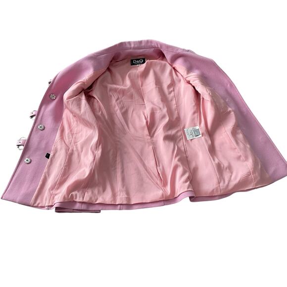 Dolce & Gabbana Pink Jacket Wool Leather Trim Buckles D&G Women 26/ 40 MOTH READ - Picture 5 of 16